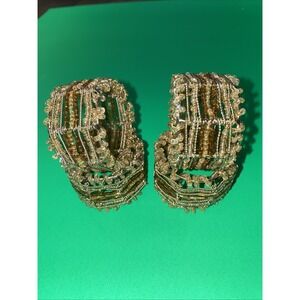 Colin Cowie New Fully Beaded Napkin Ring Holders Set 4 Gold Holiday 2004 Vintage